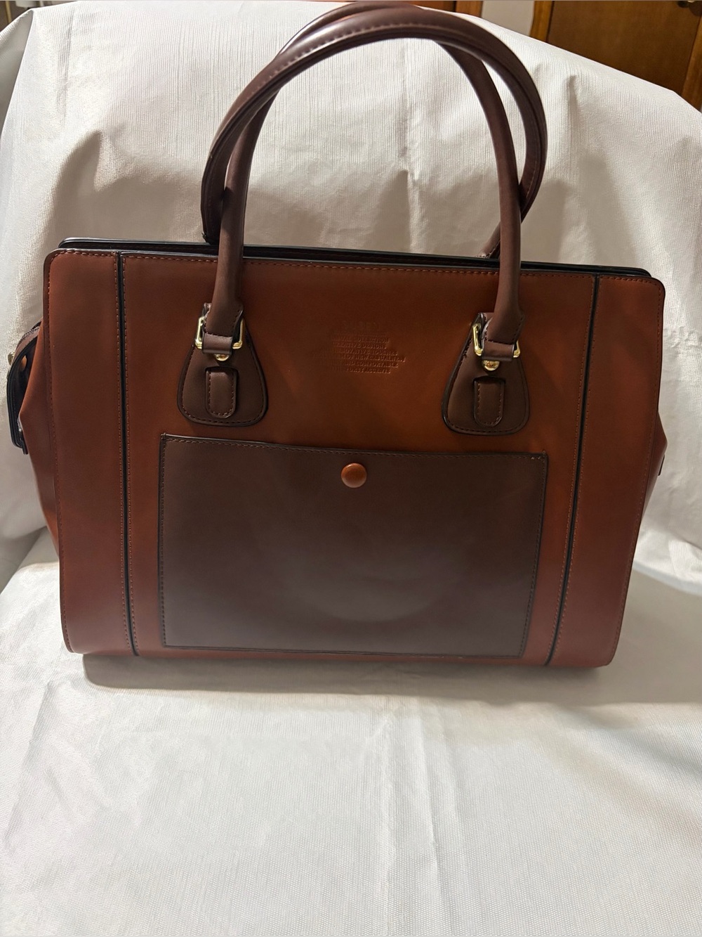 Susen Classic Brown Leather Brief Tote -